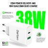 3-Port USB Smart ID 37W Wall Quick Charger QC4+ - PD3.0+2.4A_DN2
