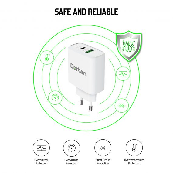 3-Port USB Smart ID 37W Wall Quick Charger QC4+ - PD3.0+2.4A_DN2