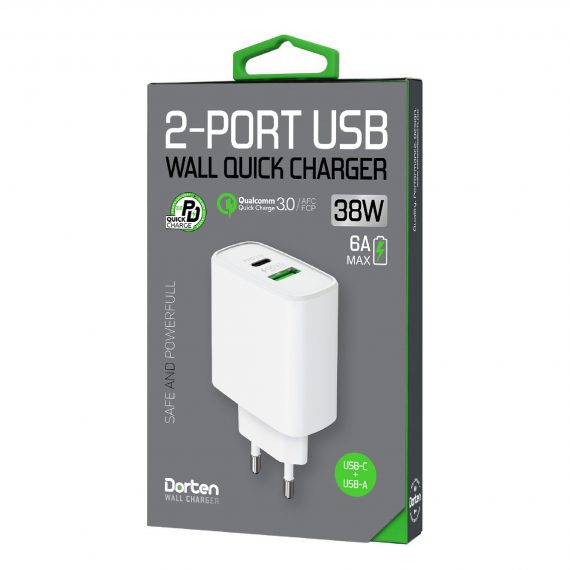 3-Port USB Smart ID 37W Wall Quick Charger QC4+ - PD3.0+2.4A_DN2