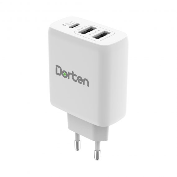 3-Port USB Smart ID 37W Wall Quick Charger QC4+ - PD3.0+2.4A_DN2