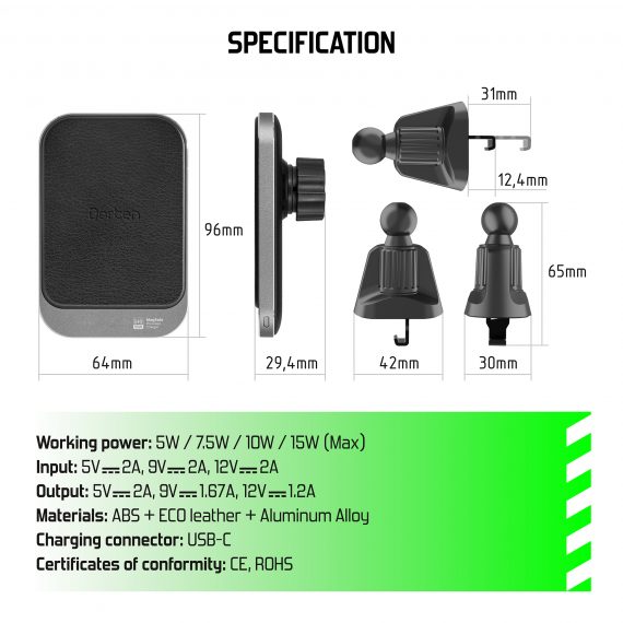 Car 15W Wireless Charging Mount - Sensor Series DN556500+